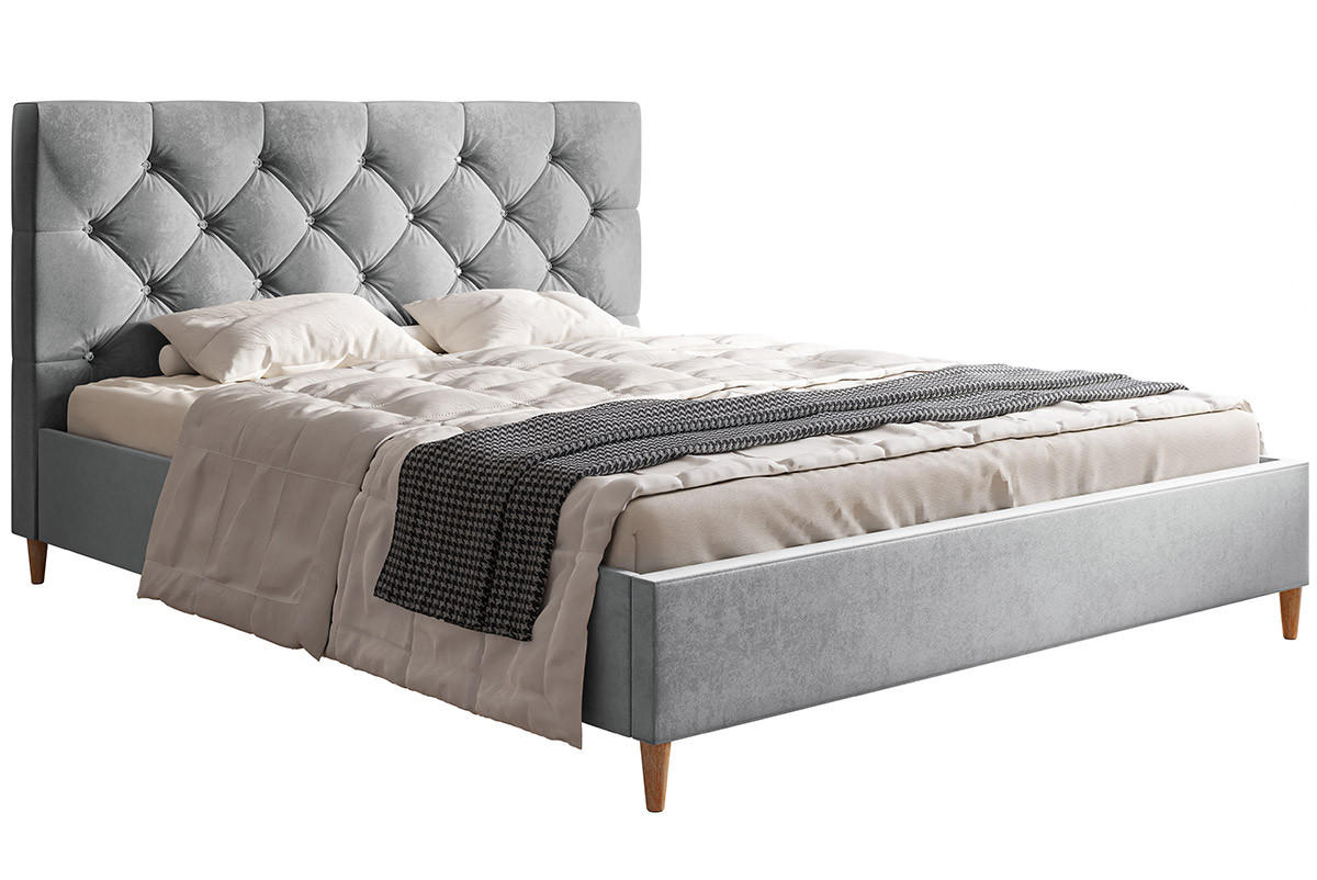 BETT Grau LUXO 6 Gepolstert Auf Hohen Beinen 120x200 cm - Grau, Textil (120/200cm) - Sepro Meble