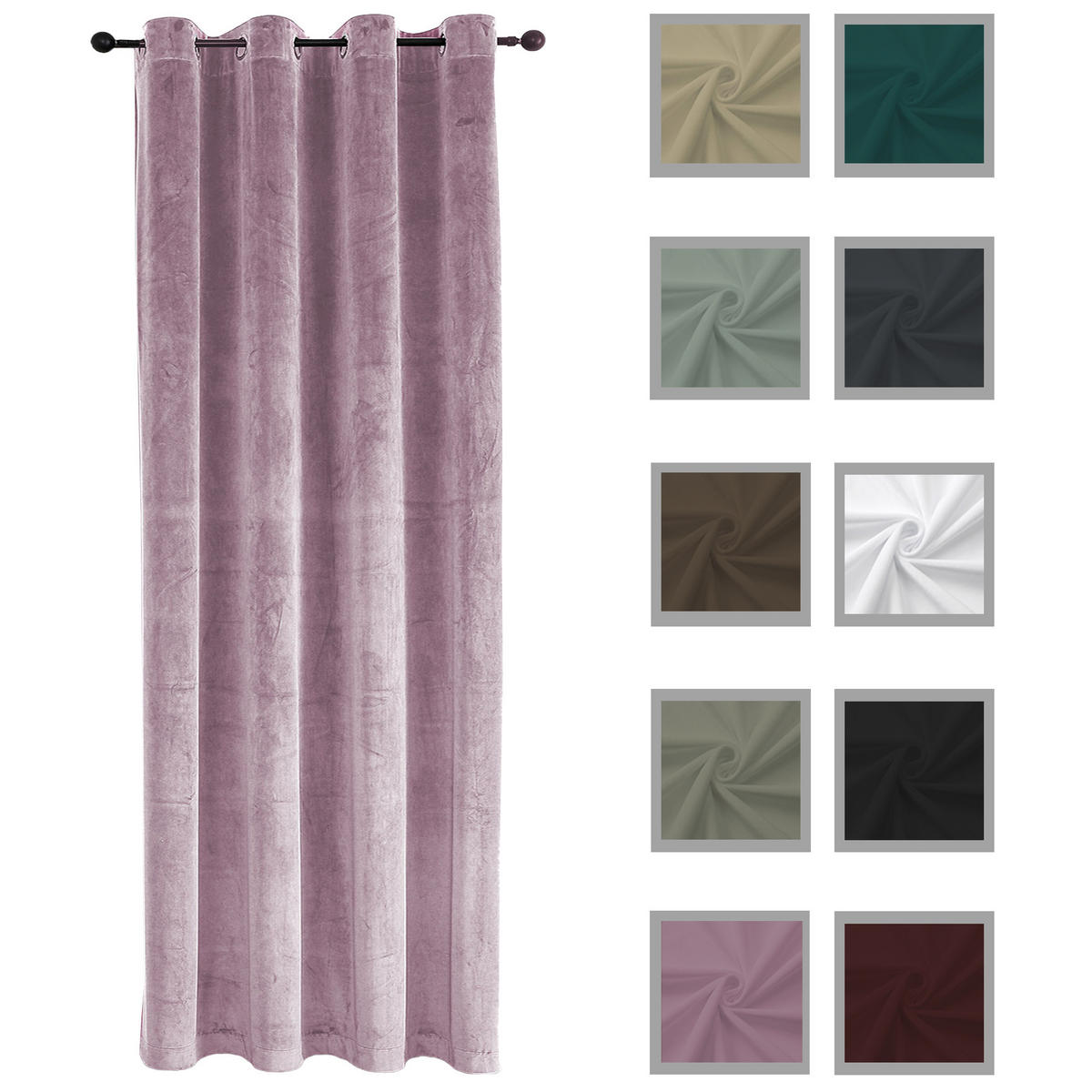 VORHANG Ösen Samt 140/245 cm Bordeaux - Bordeaux, Textil (140/245/245cm) - TiborTex