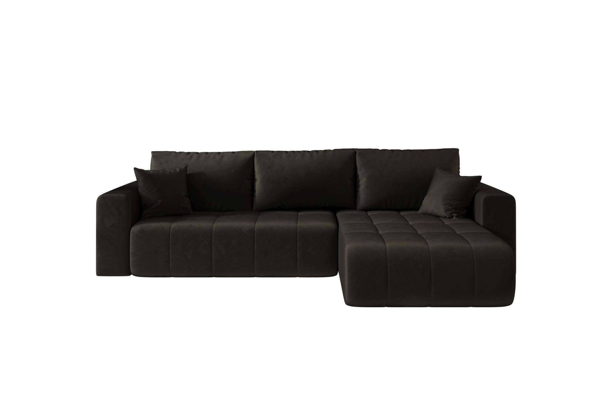 ECKSOFA mit schlaffunktion und bettkasten MILO, stoff MONOLITH, Dunkelgrau, Rechts - Dunkelgrau, Holz (280/190cm) - Kaiser Möbel