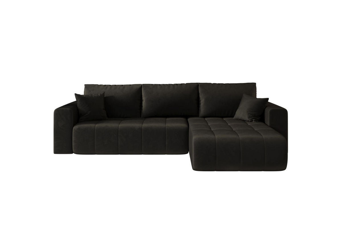 ECKSOFA mit schlaffunktion und bettkasten MILO, stoff MONOLITH, Dunkelgrau, Rechts - Dunkelgrau, Holz (280/190cm) - Kaiser Möbel