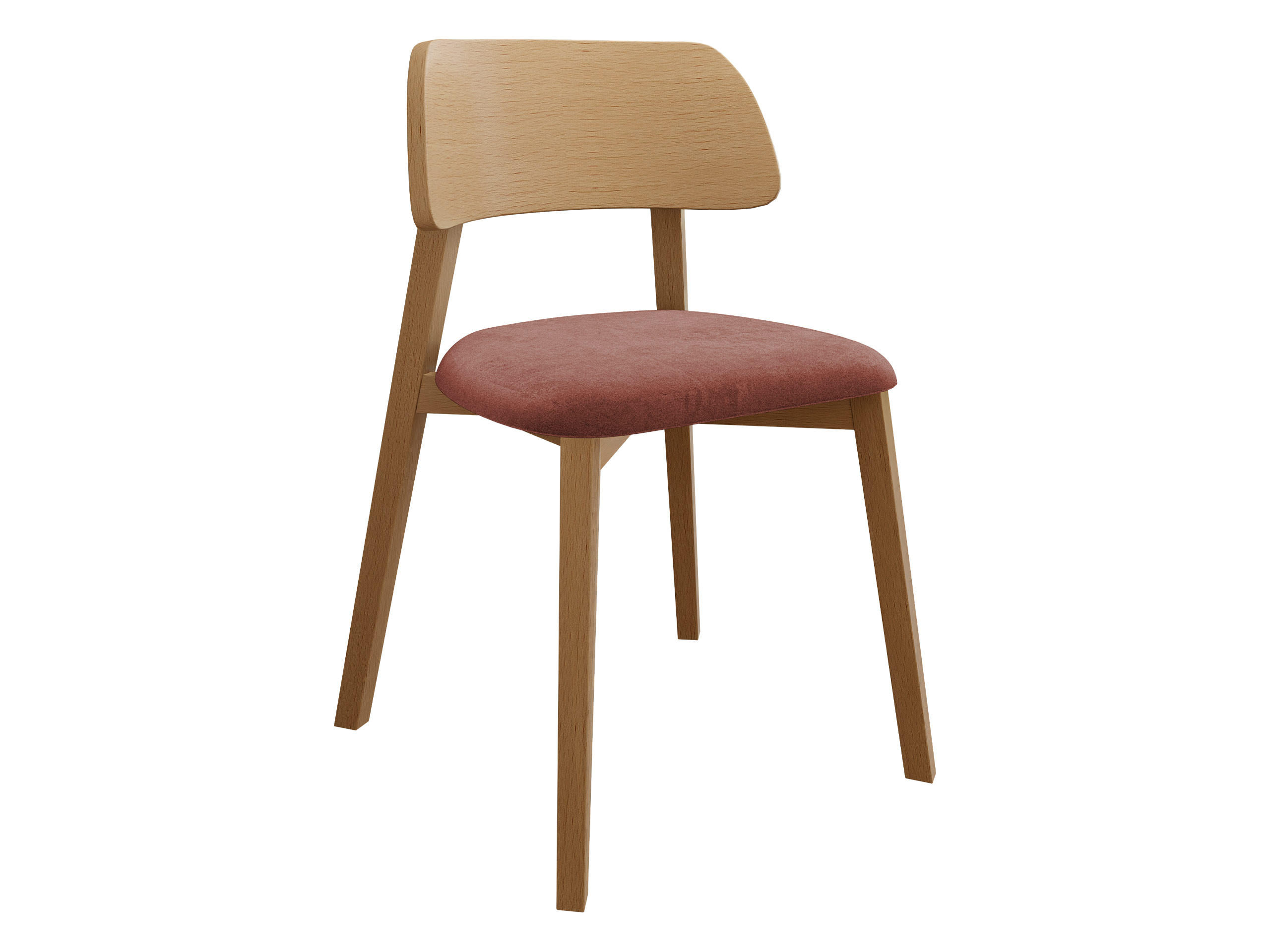 POLSTERSTUHL Dario, Holzfarbe: Natur - Naturfarben/Rosa, Holz/Textil (47/80/50cm) - MIRJAN24