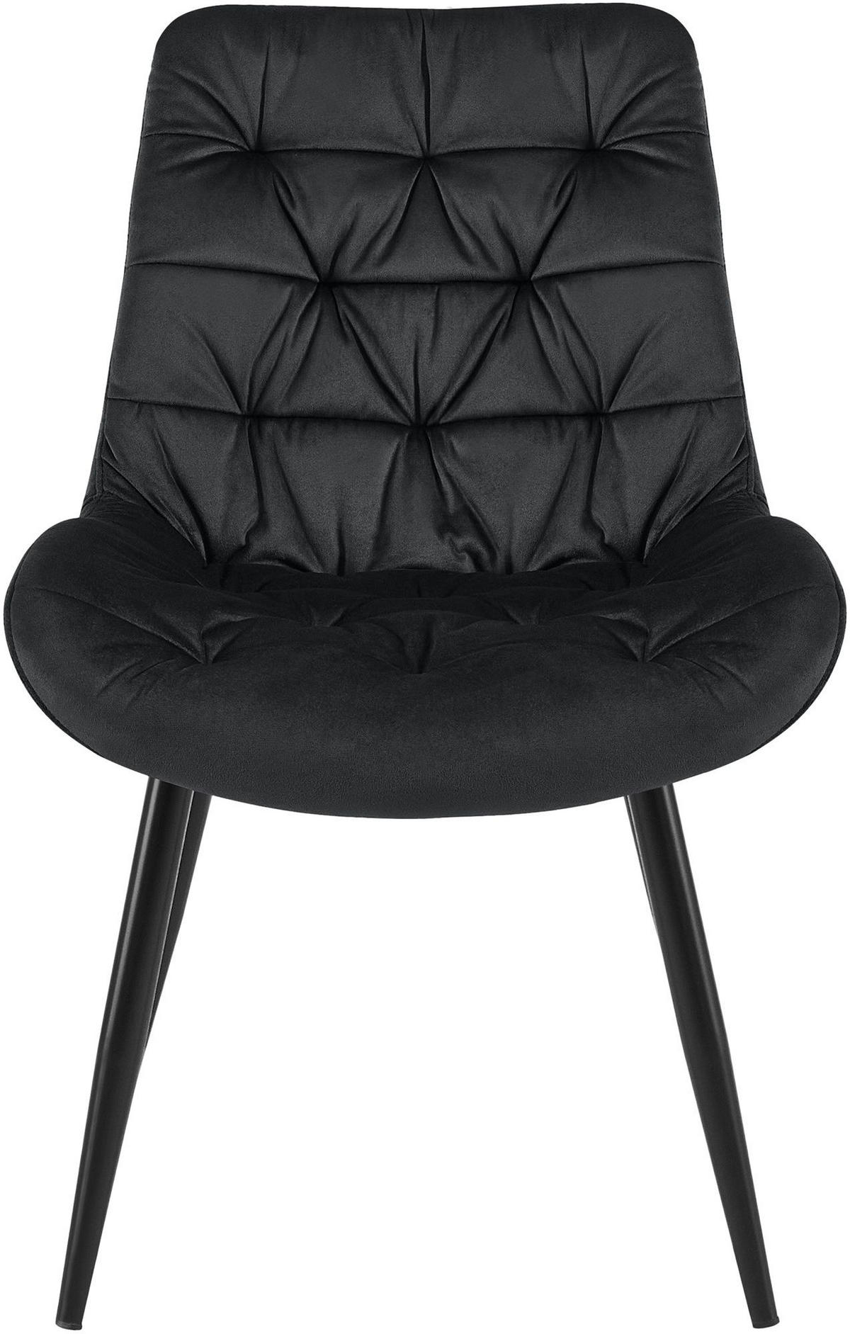 STUHL 2er Set Samt Schwarz - Schwarz, Textil/Metall (56/85/63cm) - CLP