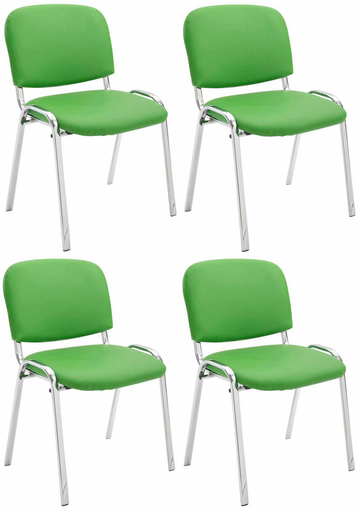 BESUCHERSTUHL 4er Set Lederlook grün - Grün, Textil/Metall (54/79/48cm) - CLP