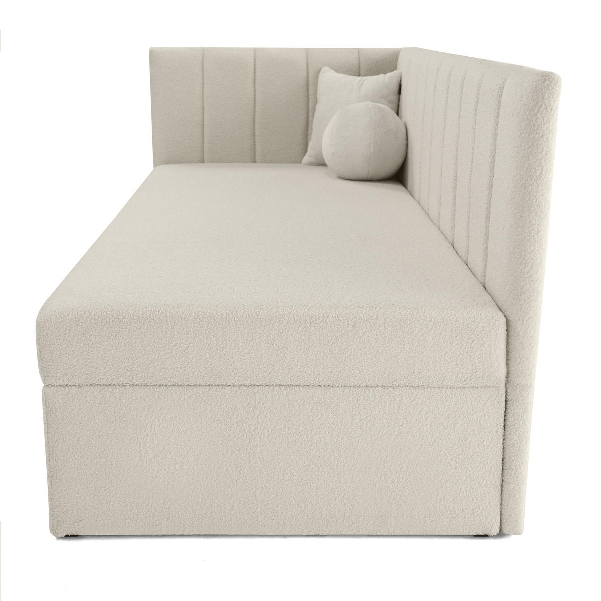 SCHLAFSOFA Rafi, Eckbett mit Bettkasten, 90x200 cm, Beige - Beige, Textil (209/94/102cm) - Beautysofa