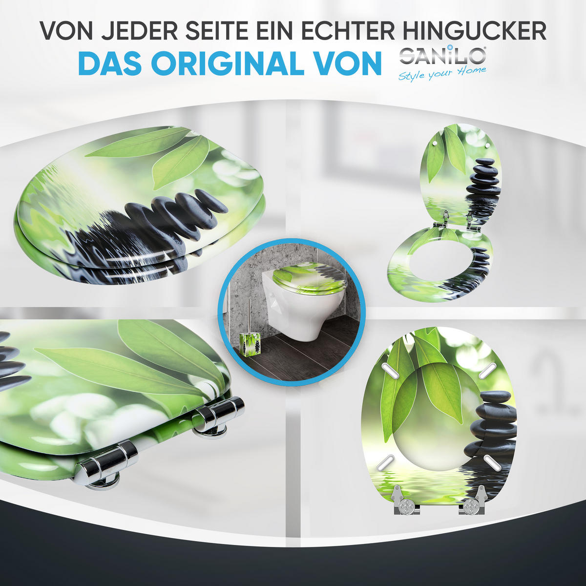 WC-SITZ mit Absenkautomatik Harmony - Grün, Holzwerkstoff (38/6/47cm) - Sanilo