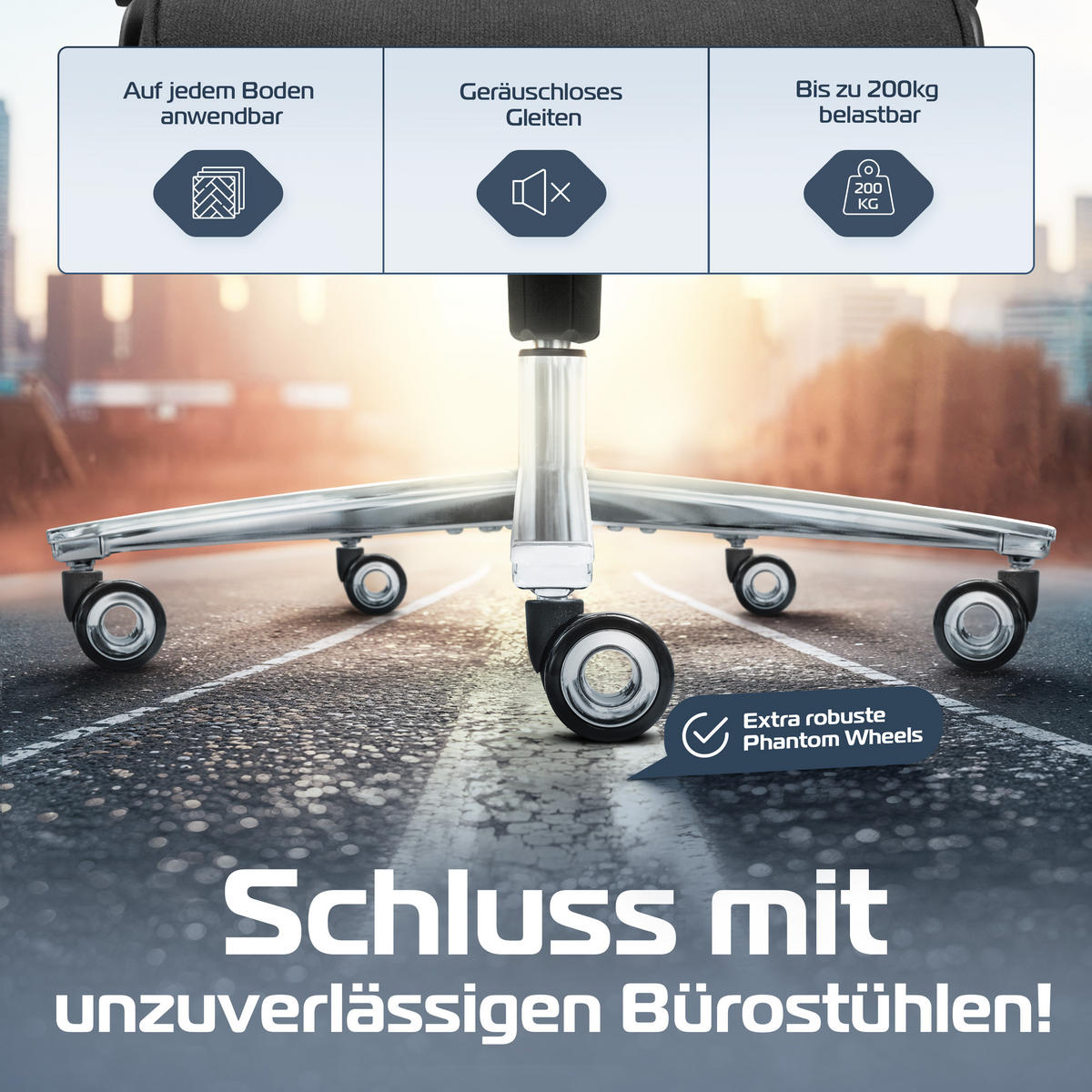 BÜROSTUHL PowerSeat Schwarz - Silberfarben/Schwarz, Kunststoff/Textil (74/135/74cm) - Clouvou