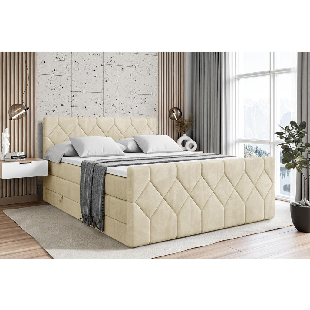 Thumbnail - Altdecor Boxspringbett, Beige, Holzwerkstoff, Höhe ca. 40 cm, 140x200 cm, Schlafzimmer, Betten, Boxspringbetten