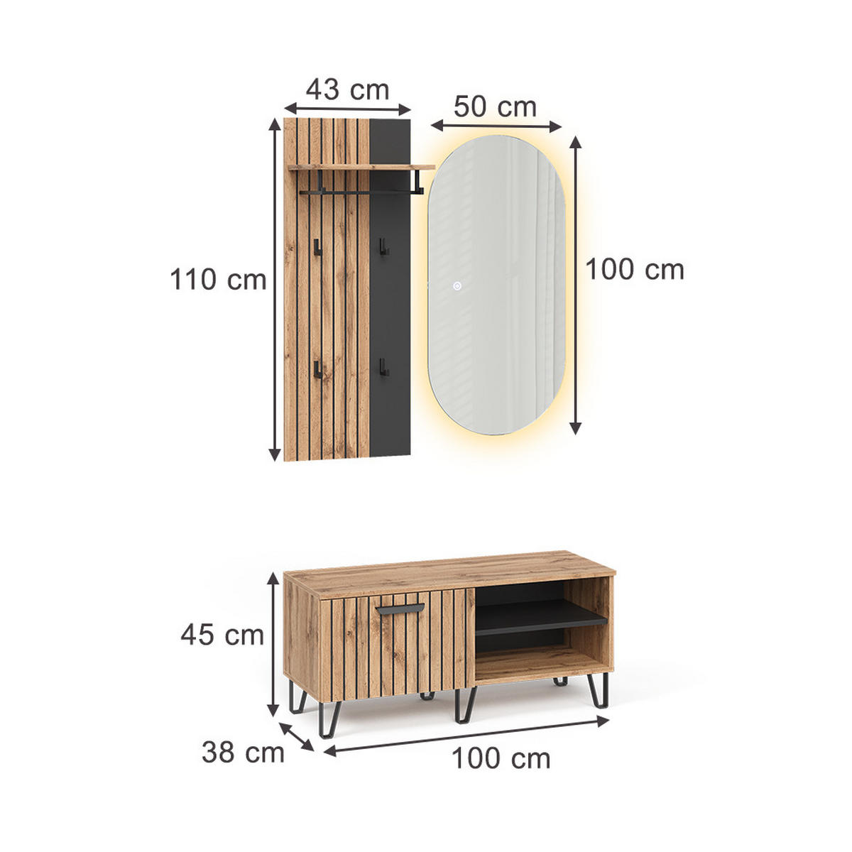 ŠATNÍ SKŘÍŇ Amber Dub Wotan - dub Wotan, kompozitní dřevo (43/110/26.6cm) - Vicco