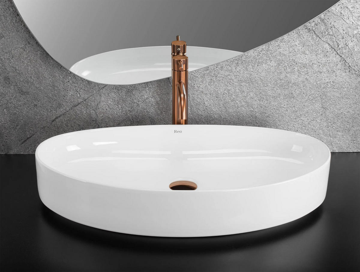 AUFSATZWASCHBECKEN Rea Sabina 65 - Weiß, Keramik (40.5/12/65.5cm) - REA