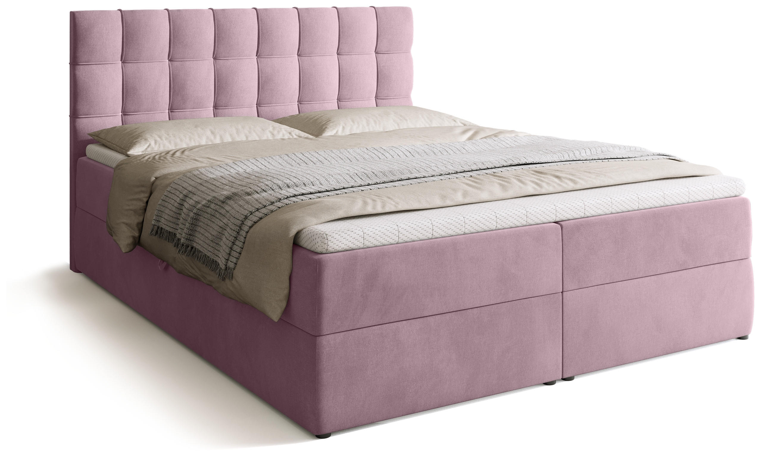 BOXBETT Detroit mit Topper 160/200 Rosa - Rosa, Holzwerkstoff/Textil (160/200cm) - Bromarkt