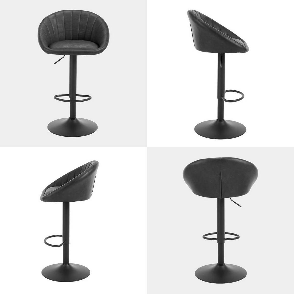 BARHOCKER 4er Set Kunstleder, Metall, Anthrazit - Anthrazit/Schwarz, Kunststoff/Metall (53/83/45cm) - Woltu