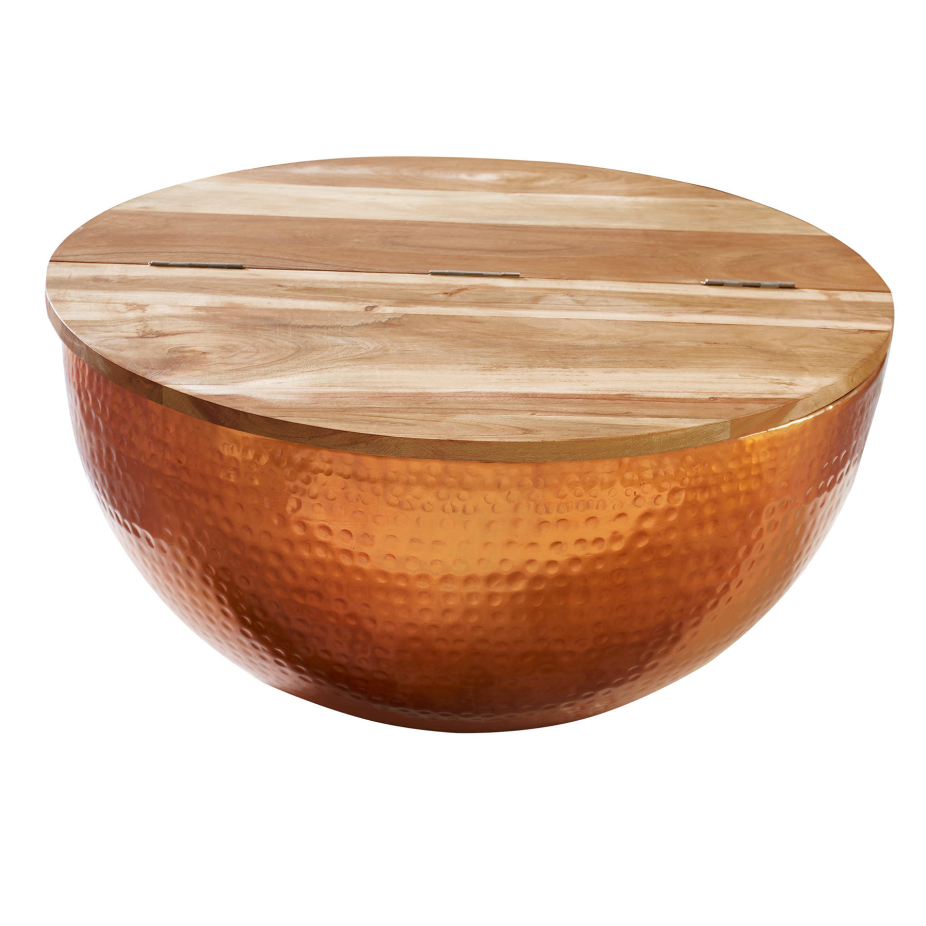 COUCHTISCH ORIENT STORAGE Mango rund Natur 60cm - Schwarz/Braun, Holz/Metall (60/60/30cm) - riess-ambiente