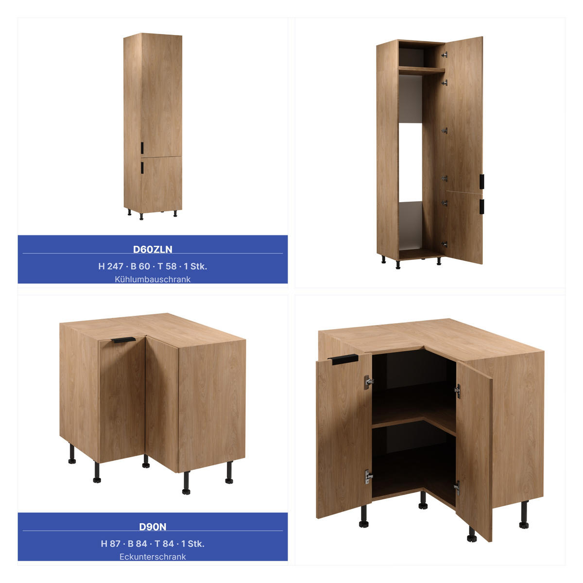 WINKELKÜCHE 405cm x 205 cm - Sorento KS5-M405 - in Sonoma Eiche - Eichefarben/Beige, Holz (610/247/58cm)