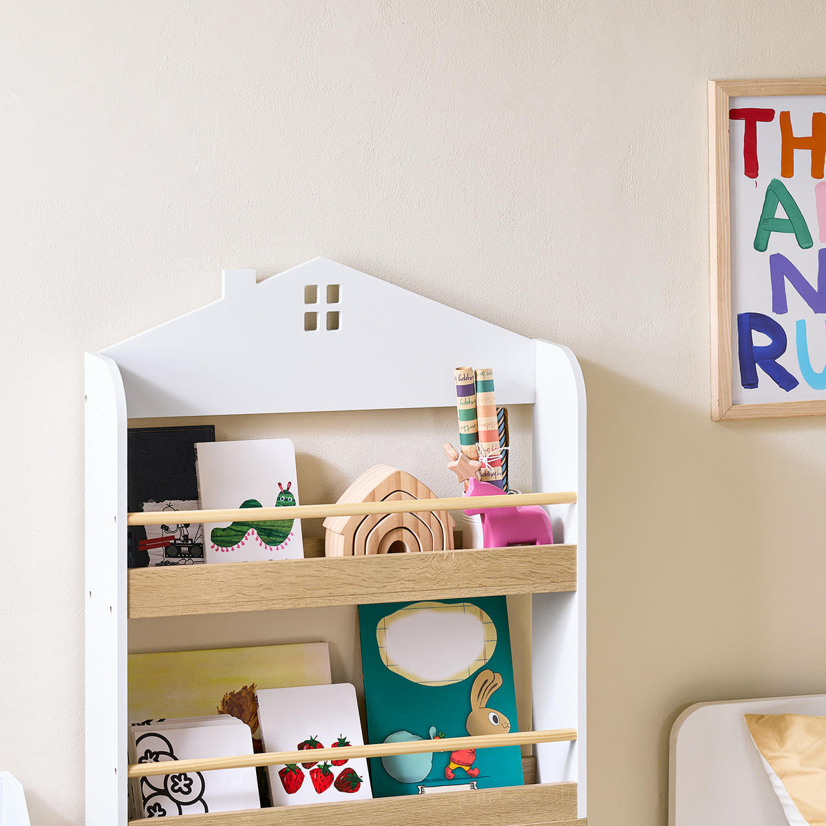 KINDER BÜCHERREGAL mit 4 Ablagen, Weiß - Weiß, Holz/Holzwerkstoff (60/130.5/15cm) - SoBuy