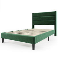 POLSTERBETT aus Samt 90x200 cm in Dunkelgrün mit Matratze - Dunkelgrün, Textil (90/200cm) - Modfu