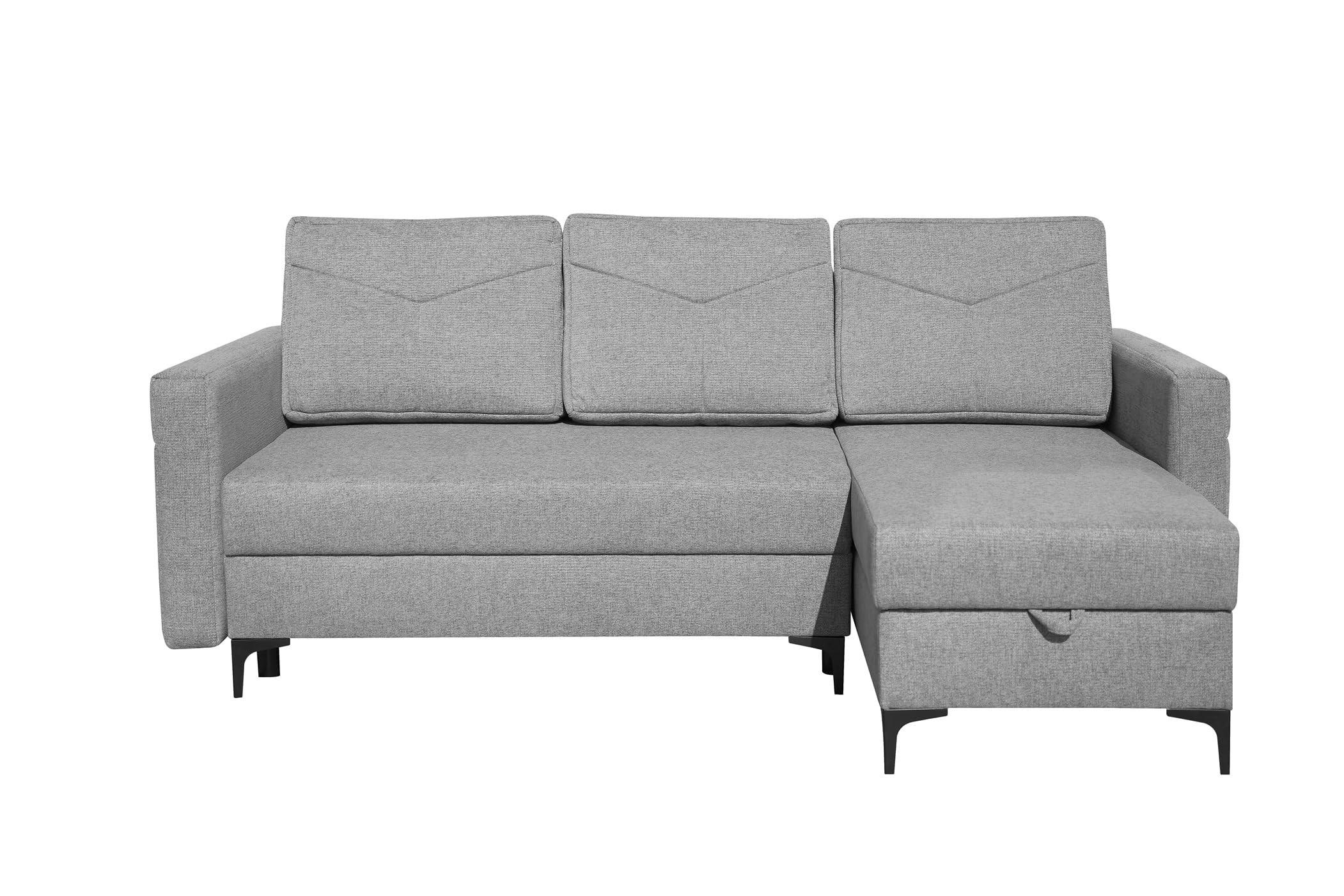 ECKSOFA KAIRO mit Schlaffunktion und Zwei Bettkasten (Grau) - Grau, Textil (230/150cm) - VENASI MÖBEL