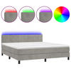 BOXSPRINGBETT MIT MATRATZE & LED HELLGRAU 160X200 CM SAMT - Hellgrau, Textil - vidaXL