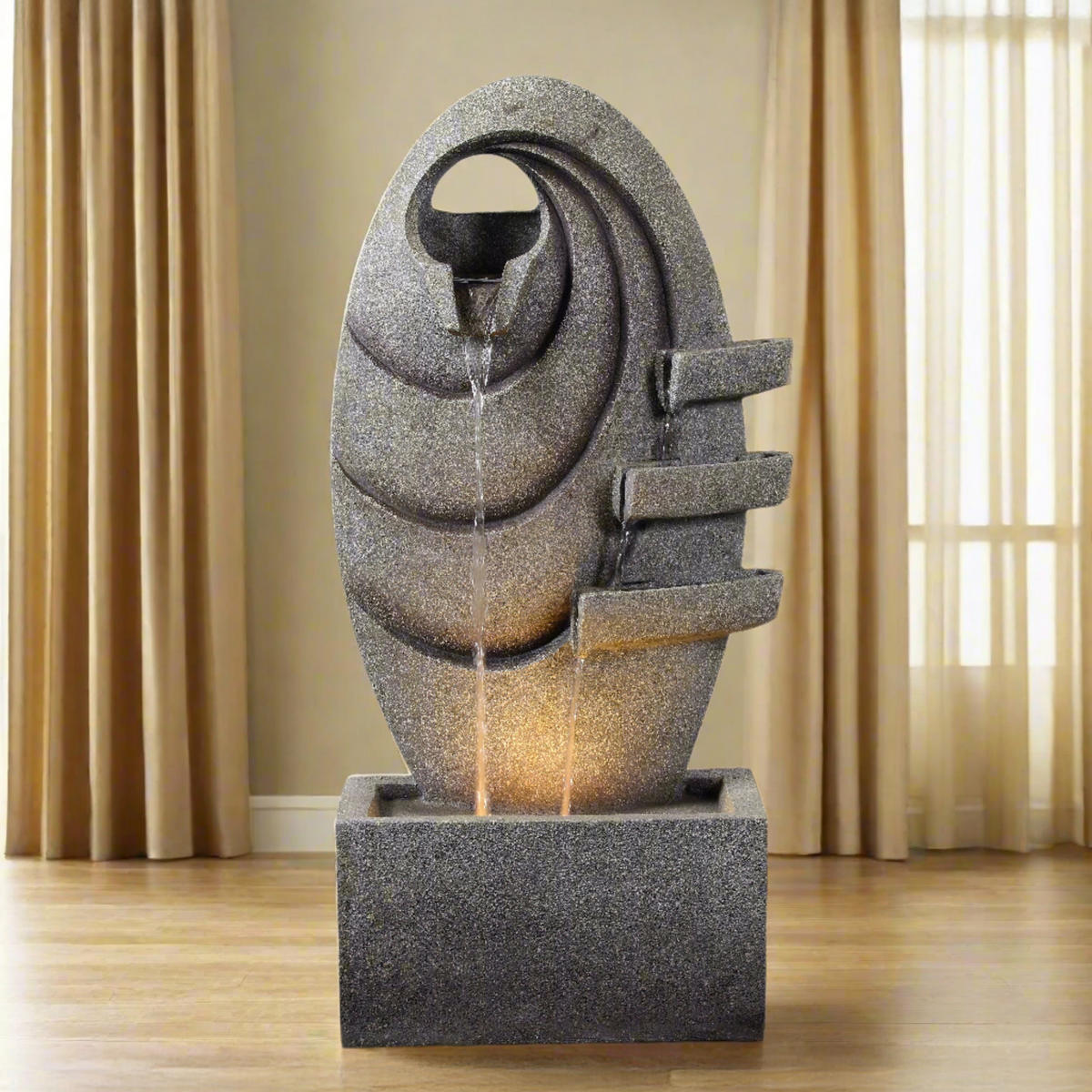 GARTENBRUNNEN oval grau - Grau, Kunststoff (40/25/80cm) - Teamson Home