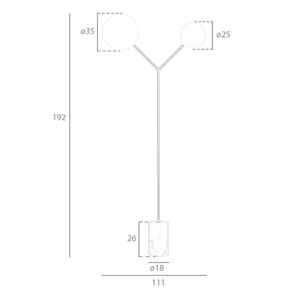 STEHLEUCHTE aus weißem Marmor, vergoldetem Stahl und weißem Glas - Messingfarben/Weiß, Stein/Metall (35/111/192cm) - ANGEL CERDA