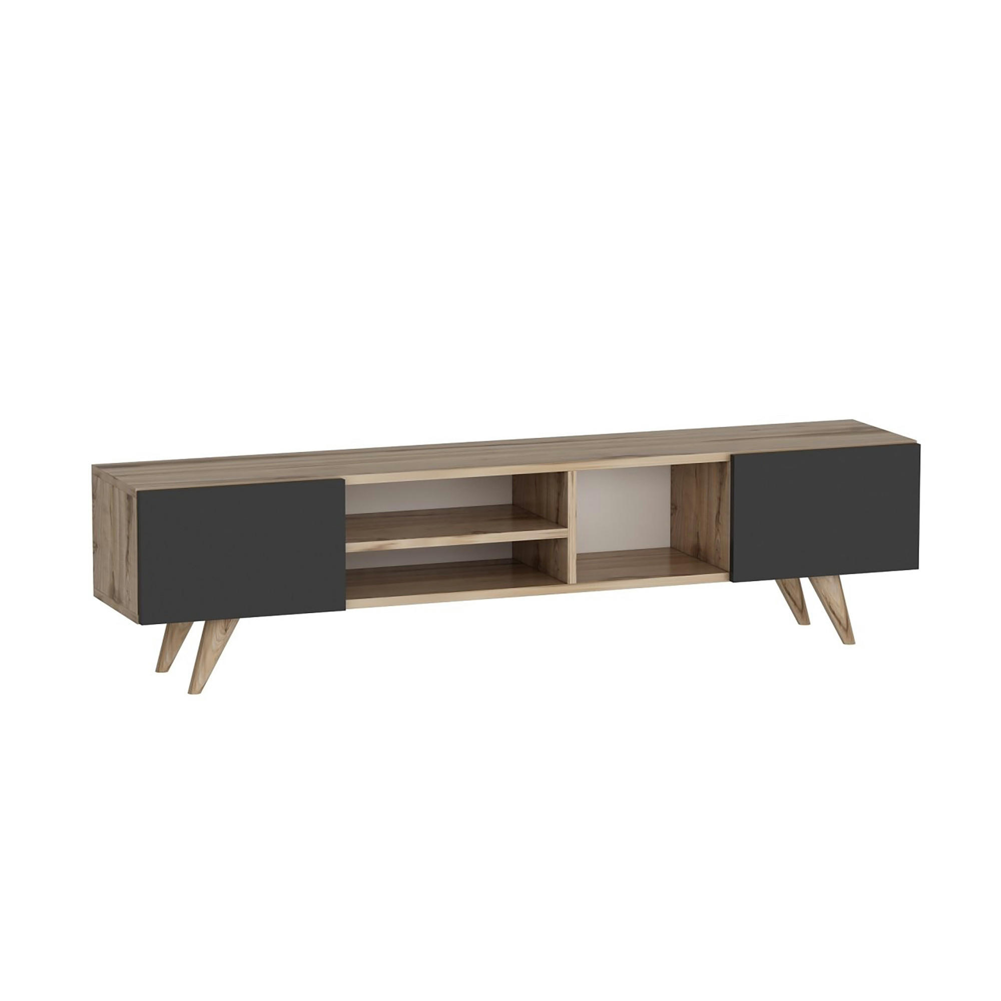 LOWBOARD Assens - Eichefarben/Schwarz, Holzwerkstoff/Kunststoff (160/40/31cm) - [en.casa]
