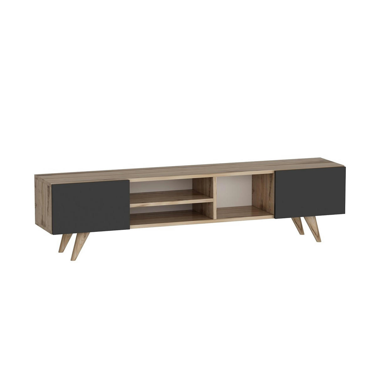LOWBOARD Assens - Eichefarben/Schwarz, Holzwerkstoff/Kunststoff (160/40/31cm) - [en.casa]