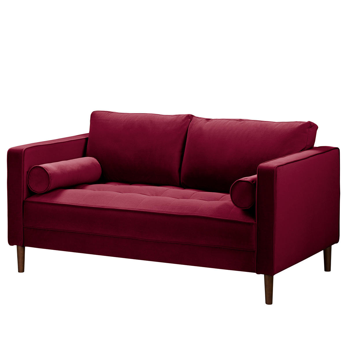 2-SITZER SOFA - Samt - Dunkelrot, Textil (150/80/86cm) - home24