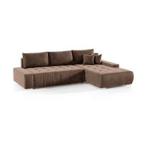 ECKSOFA mit Schlaffunktion Dhaka L, Braun - Dunkelbraun, Textil (185/265cm) - Fedve