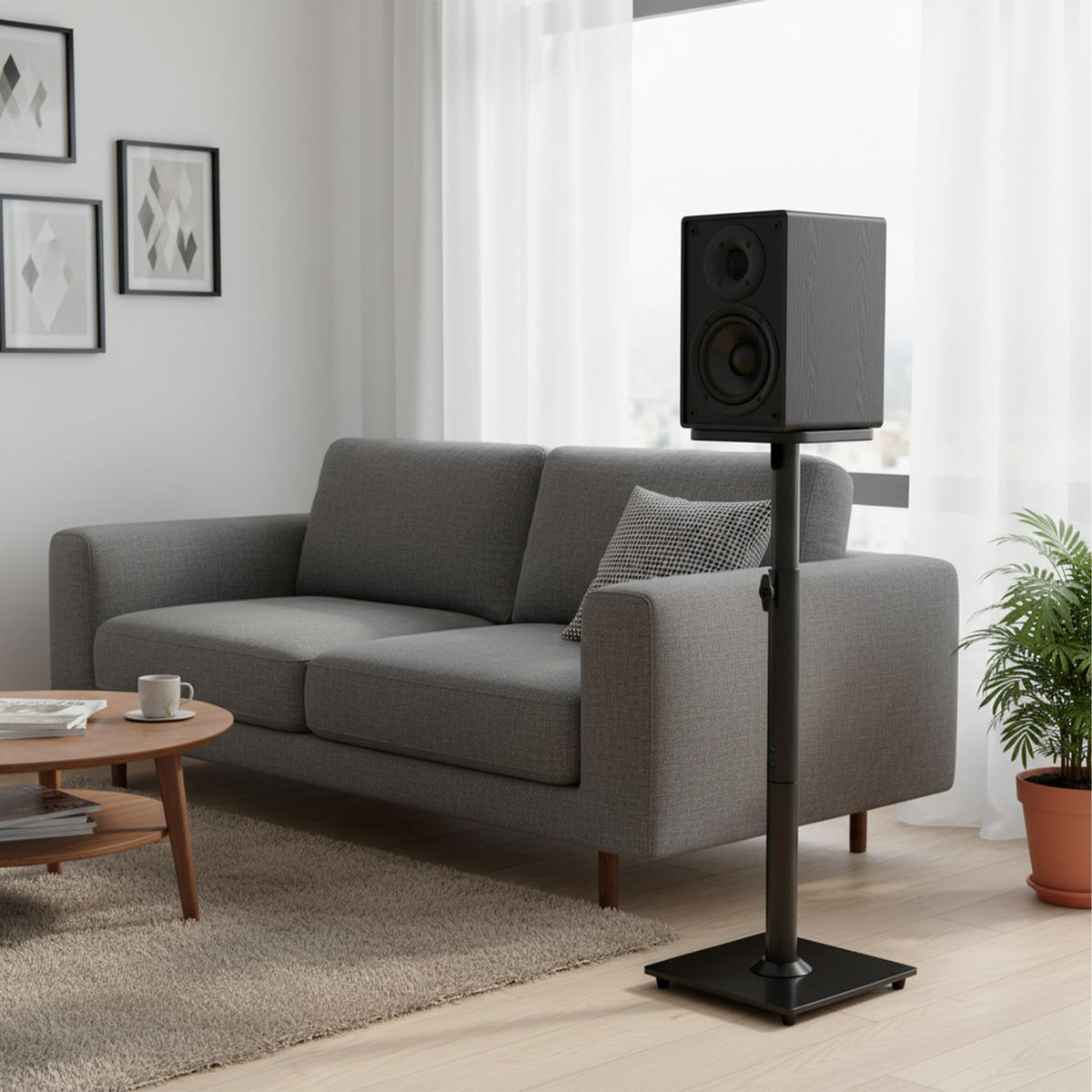 2 x stojany reproduktorov - čierna, kov/sklo (30/72/30cm) - Relaxdays