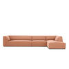 ECKSOFA rechts Ruby aus Samt rosa 5 Sitzplätze - Pink, Textil (180/366cm) - Micadoni