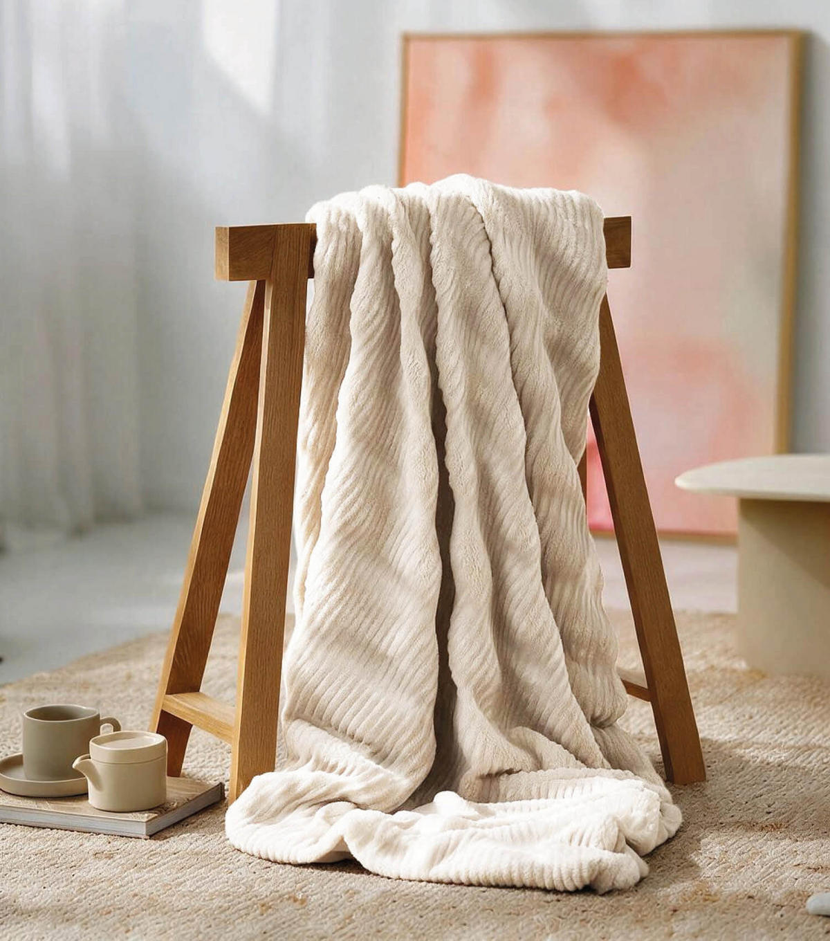 DECKE Furry - Beige, Textil (200/1cm) - Mokebo
