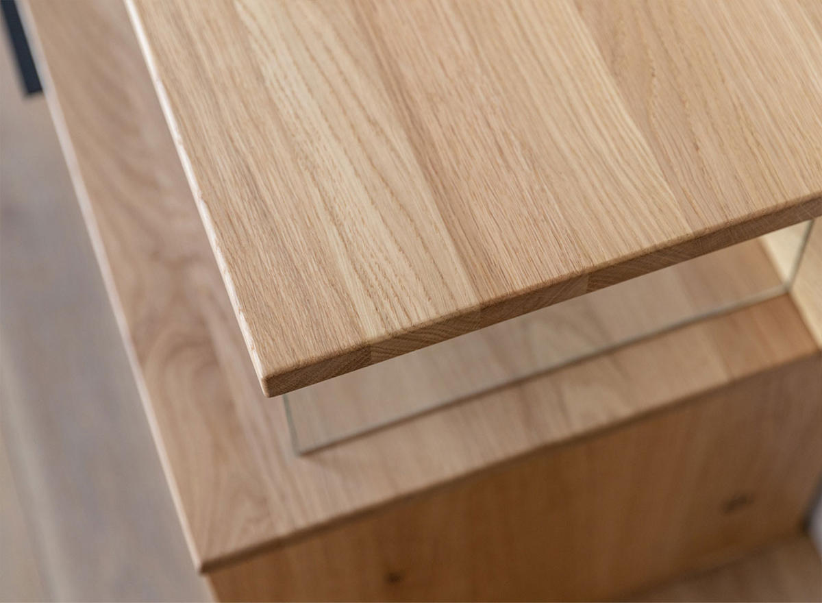 LOWBOARD Tirano Eiche Natur / Lamellen Schwarz 200 / 39 / 52cm - Eiche Bianco/Eichefarben, Holz (200/52/39cm) - Feldmann-Wohnen
