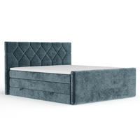 BOXSPRINGBETT Toma Blau 180/200 cm - Blau/Schwarz, Holz/Holzwerkstoff (180/200cm) - Maison de Reve
