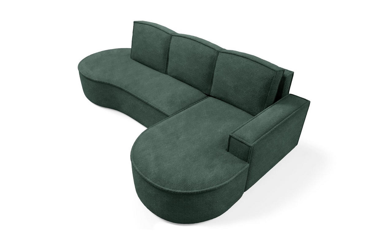 ECKSOFA Flow Grün, mit Schlaffunktion und Kissen in Abriamo Stoff, rechte seite - Grün, Holzwerkstoff/Textil (277/157cm) - Bettso