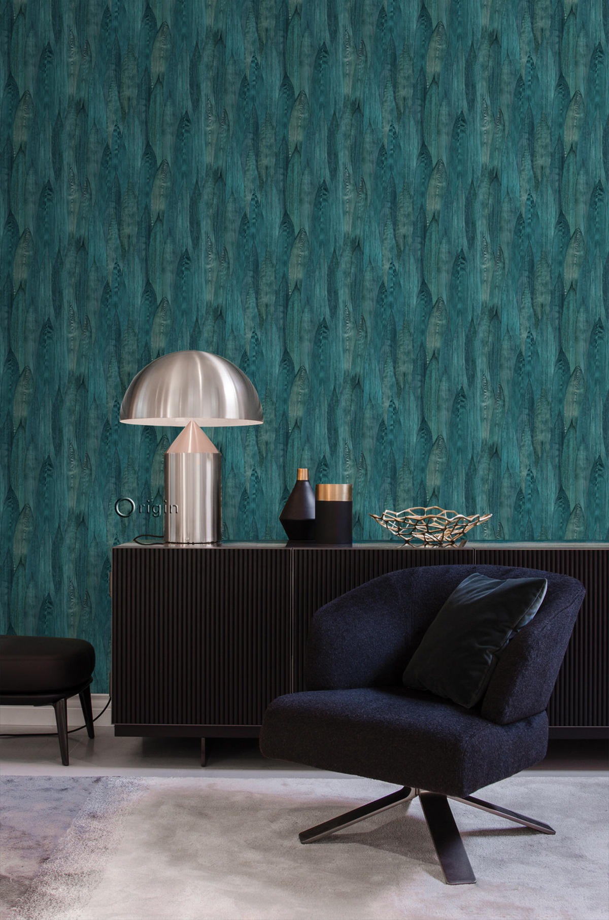 TAPETE Blätter 53 cm x 10.05 m - Türkis, Papier (53/1000cm) - Origin Wallcoverings
