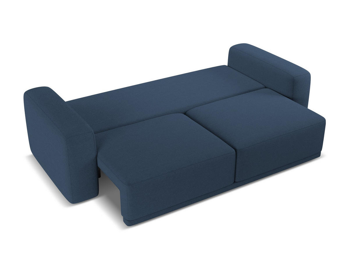 3-SITZER SOFA mit Schlaffunktion Chenille Stoff Blau - Blau/Schwarz, Kunststoff/Textil (242/91/100cm) - Makamii