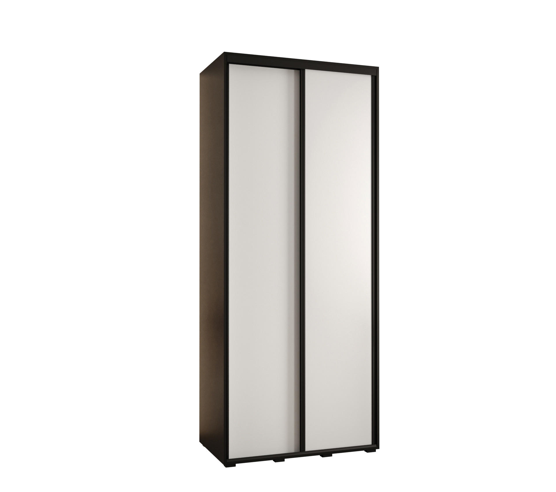 Abiks Möbel Schwebetürenschrank Schwarz, Weiß, Schwarz 110x235x60 cm