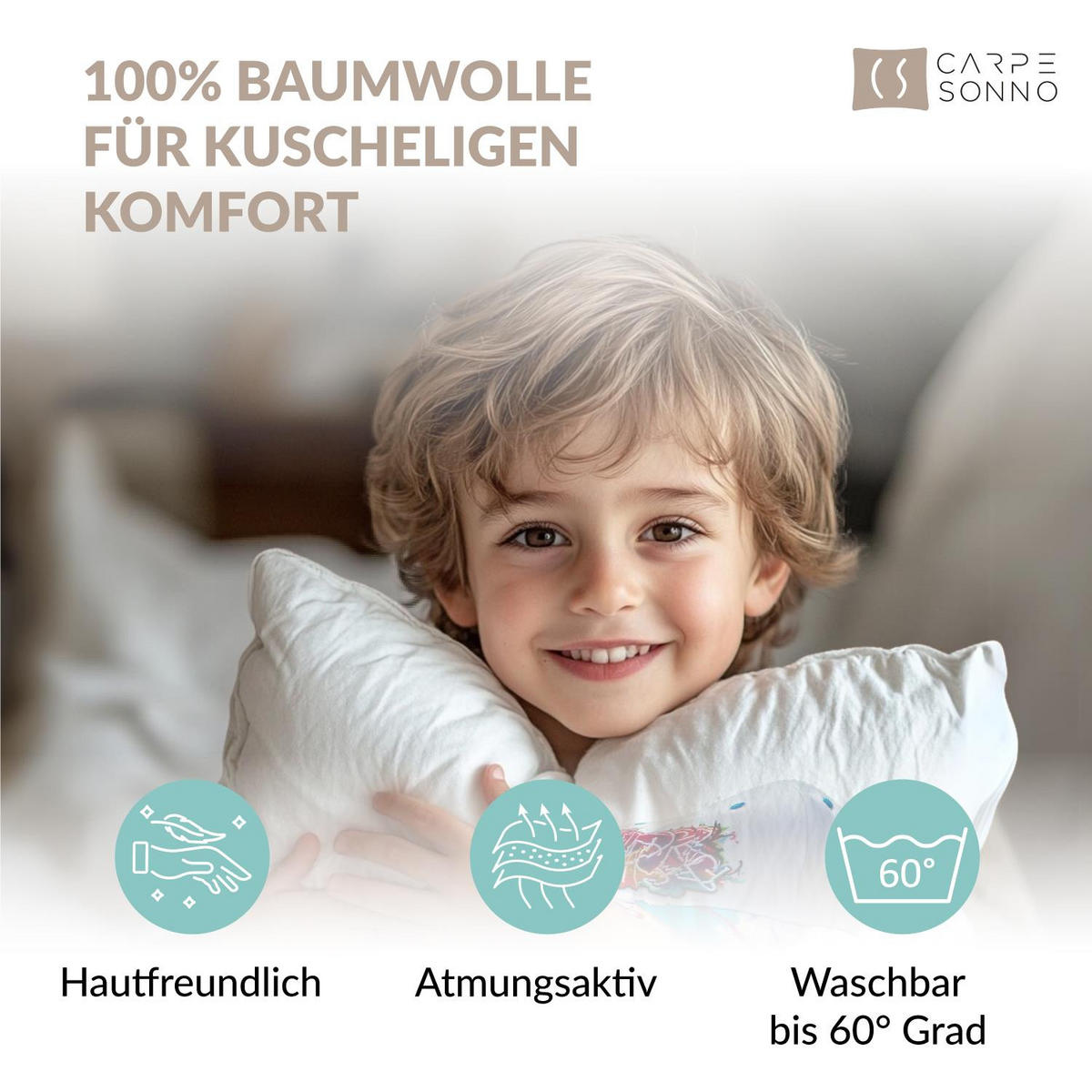 KINDERBETTWÄSCHE 135x200 Skater aus 100% Baumwolle - Dein Gesicht vervollständigt das Design der Kinder Bettwäsche - Weiß, Textil (135/200cm) - Carpe Sonno
