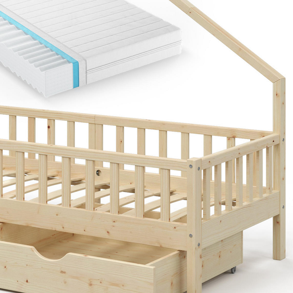 DOMEČKOVÁ POSTEL Noemi Přírodní dřevo - přírodní, dřevo (90/200cm) - VitaliSpa