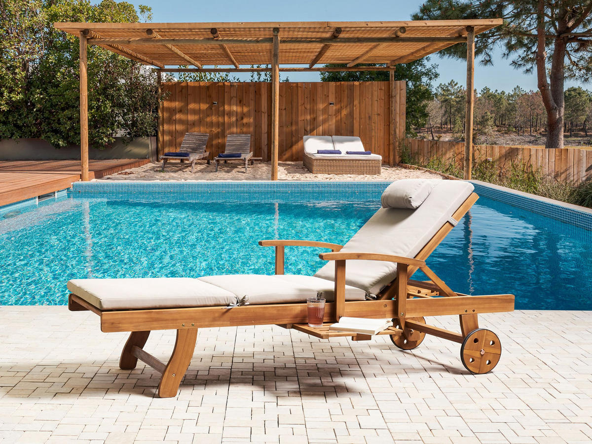 Liegenauflage Hellbeige 58/189 cm Toscana/Java/Amantea Premium - Beige, Textil (189/5/58cm) - Beliani