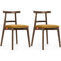 ESSTISCHSTÜHLE LILIO 2 St Vintage, Gelb / Lefkas-Eiche - Eichefarben/Gelb, Holz/Textil (47/76/45cm) - KONSIMO®