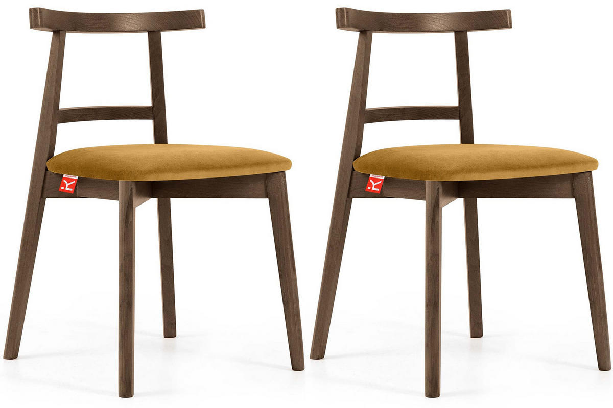 ESSTISCHSTÜHLE LILIO 2 St Vintage, Gelb / Lefkas-Eiche - Eichefarben/Gelb, Holz/Textil (47/76/45cm) - KONSIMO®