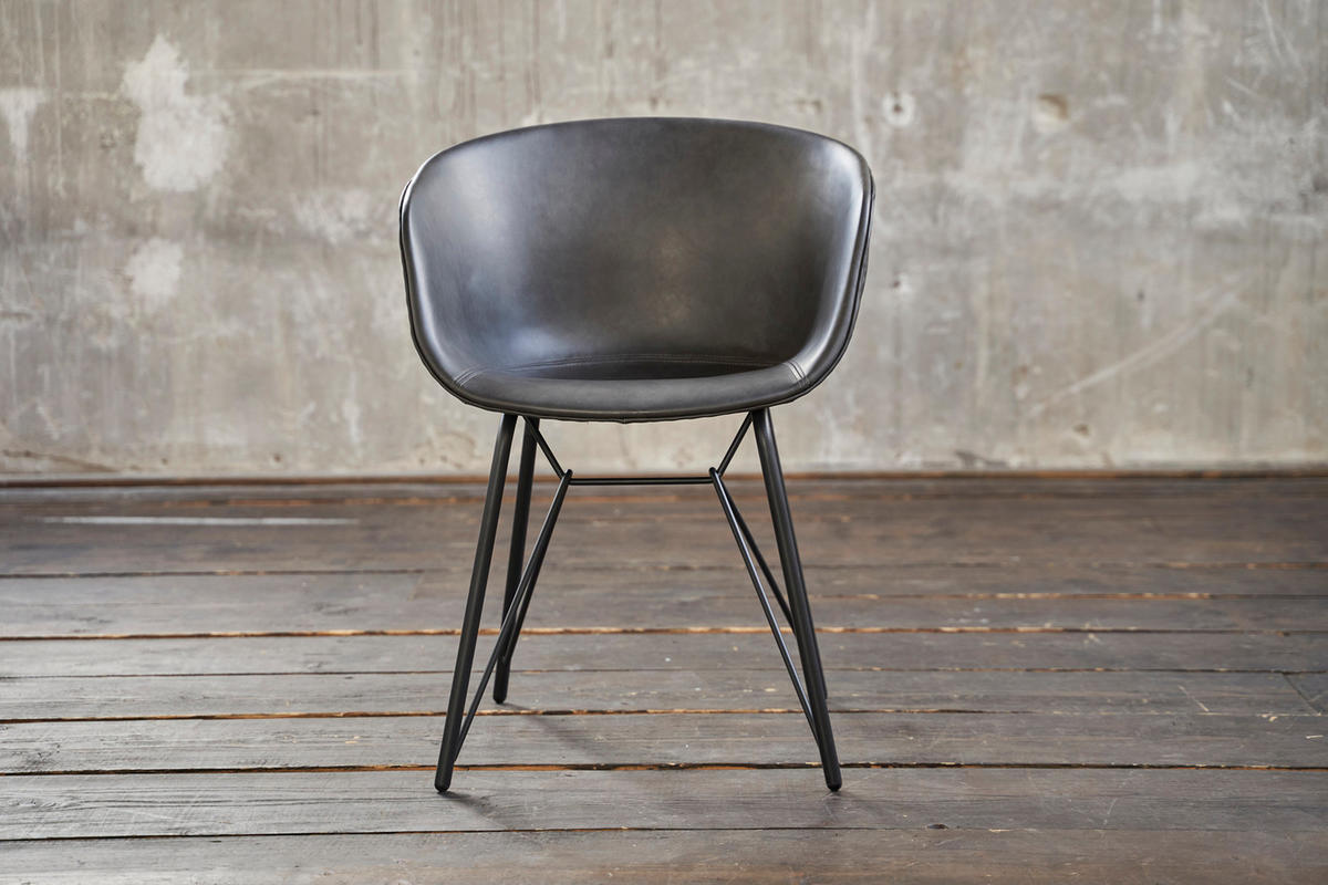 STUHL DANI Grau Kunstleder - Grau, Leder (60/79/52cm) - KAWOLA