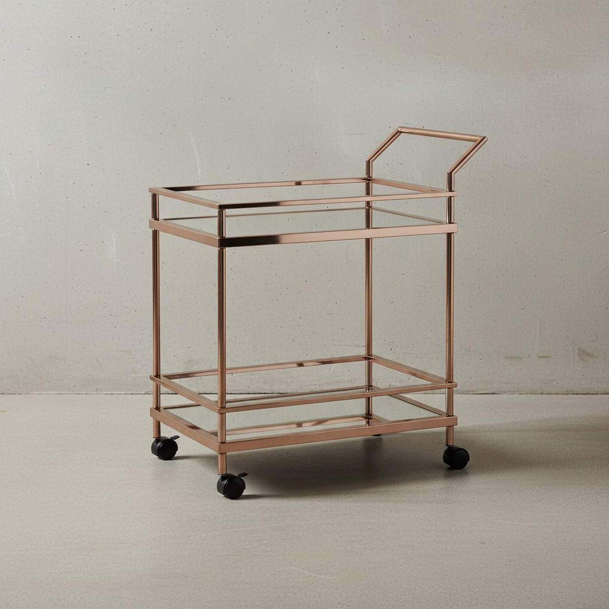 SERVIERWAGEN – Gold, Verspiegeltes Glas, auf Rollen - Goldfarben, Glas/Metall (65/84/45cm) - KADIMA DESIGN