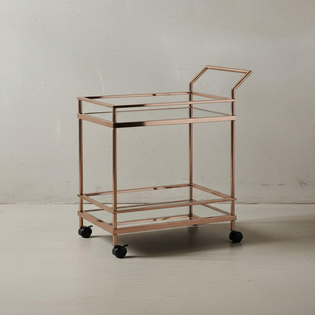 Thumbnail - Kadima Design Servierwagen, Gold, Glas, Rechteckig, Rollen, 65x84x45 cm, Esszimmer, Servierwagen