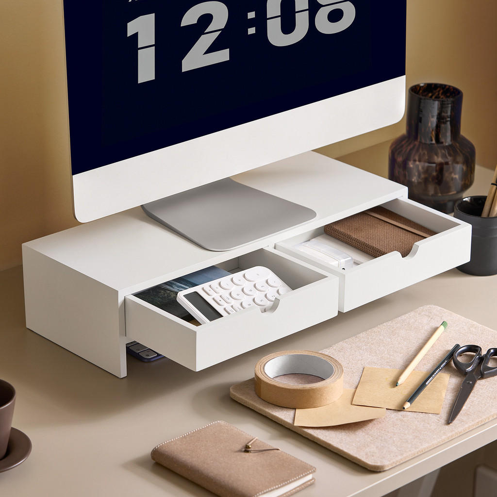 Thumbnail - SoBuy Monitorständer, Weiß, Holzwerkstoff, 47x11x18 cm, Arbeitszimmer, Schreibtische