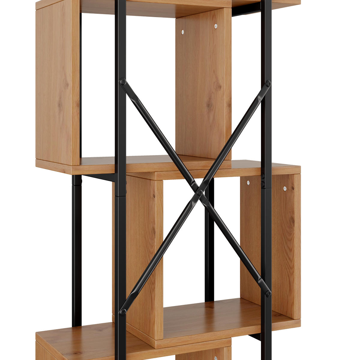 REGAL 59cm Metall MDF 4 Fächer Stapeldesign modern - Braun, Holzwerkstoff (59/180/30cm) - FLIEKS