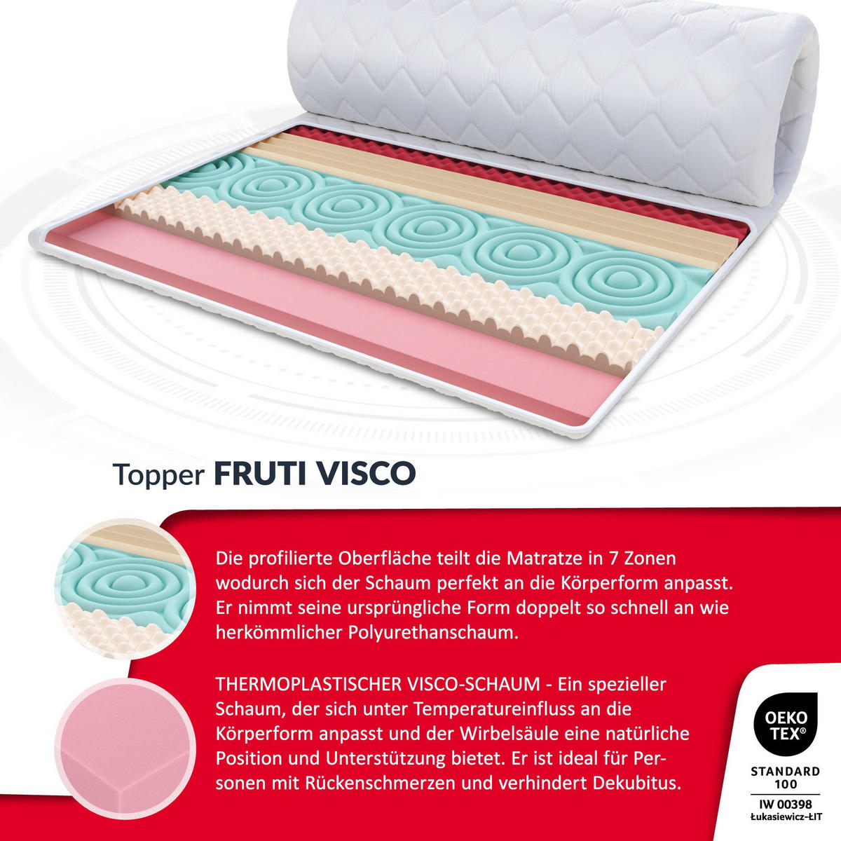 TOPPER Fruti Visco 6 - Weiß, Textil (80/200cm) - FDM