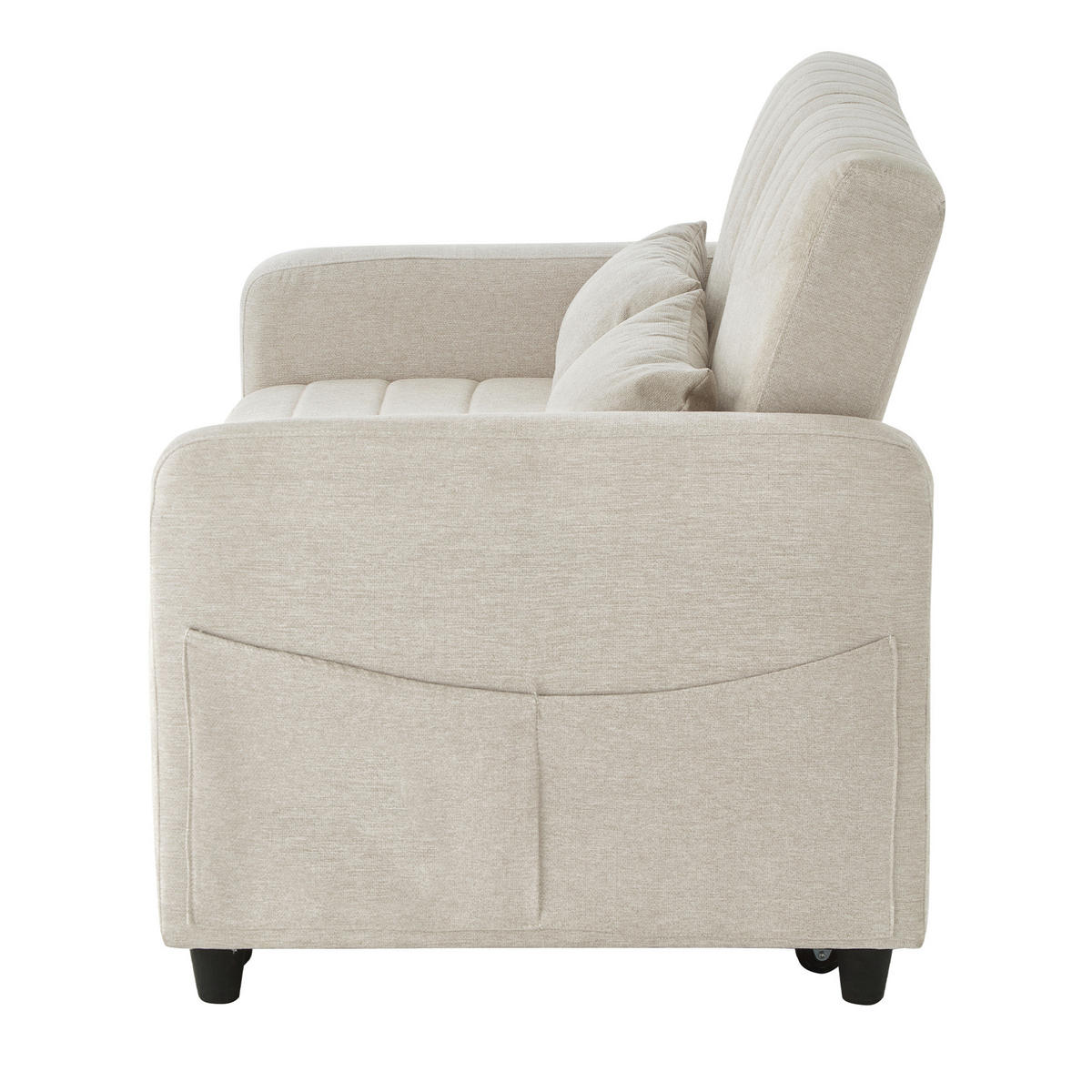 SOFABETT mit Schlaffunktion 166x95 cm Baumwoll-Leinen Beige - Beige, Metall (77/82.5/114cm) - Meubliv