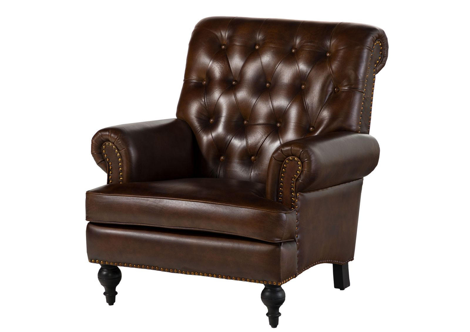 SESSEL Echtleder 84x84x94 braun CHESTERFIELD #105 - Braun, Leder (84/94/84cm) - Massivmoebel24