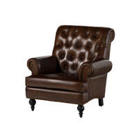 SESSEL Echtleder 84x84x94 braun CHESTERFIELD #105 - Braun, Leder (84/94/84cm) - Massivmoebel24